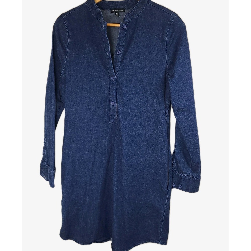 Universal Standard Denim Colored Dress Long Sleeve Sz XXS (Size Womens 4)